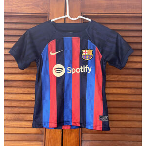 FC Barcelona Nike Soccer Jersey Blue Red Stripe Spotify Youth Kids Size 20